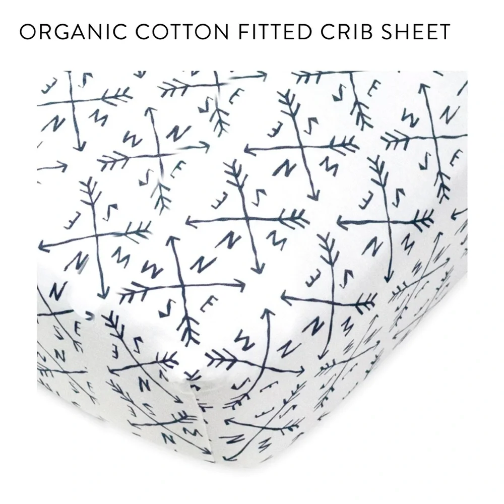 Honest Baby 100% Cotton Fitted Crib Sheet NWT Compass